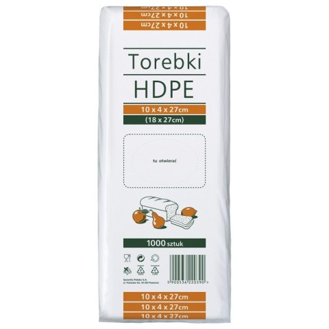 Torebki spożywcze SARANTIS, HDPE, 10x4x27cm, 1000 szt., transparentne