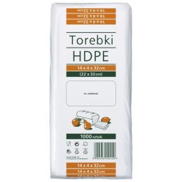 Torebki spożywcze SARANTIS, HDPE, 14x4x32cm, 1000 szt., transparentne