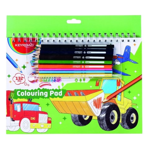Zestaw do kolorowania dla chłopca KEYROAD, 12 kredek, szablon, pudełko
