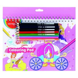Zestaw do kolorowania dla dziewczynki KEYROAD, 12 kredek, szablon, pudełko