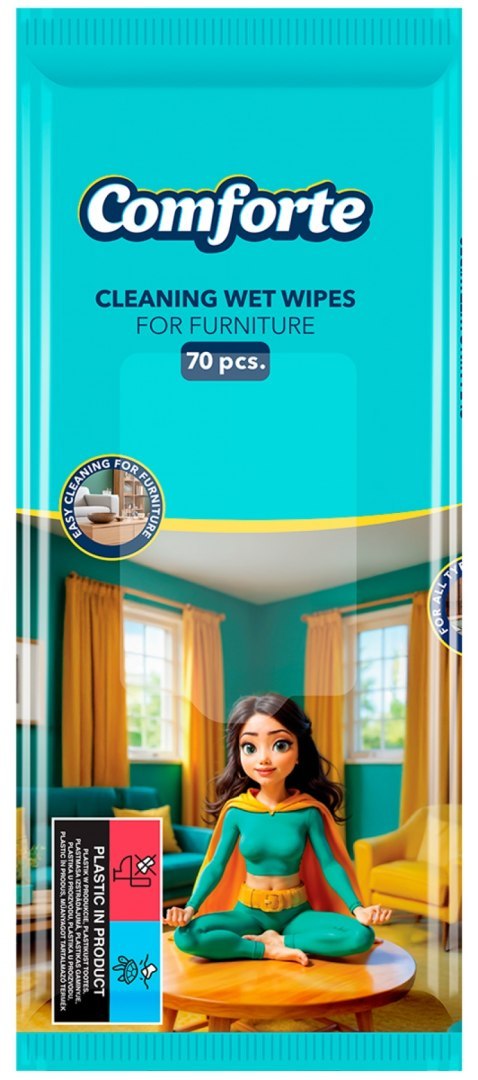 Chusteczki nawilżane COMFORTE, do mebli, 70 szt.