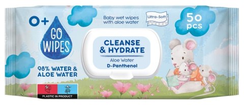 Chusteczki nawilżane dla dzieci GOWIPES, z wodą aloesową i d-pantenolem, 50 szt.