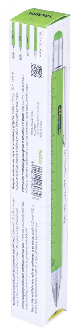 Długopis wielozadaniowy TROIKA Construction, zielony neonowy