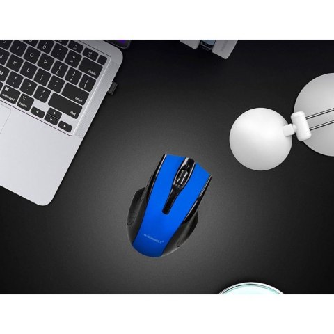Myszka bezprzewodowa Q-CONNECT, 4-przyciskowa, oburęczna, 2xAAA, niebieska
