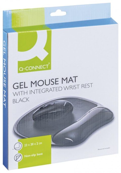 Podkładka pod mysz Q-CONNECT, żelowa, z podparciem dla nadgarstka, czarna