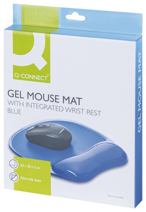 Podkładka pod mysz Q-CONNECT, żelowa, z podparciem dla nadgarstka, niebieska