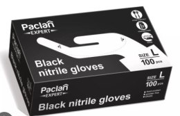 Rękawice nitrylowe czarne L 100szt. PACLAN