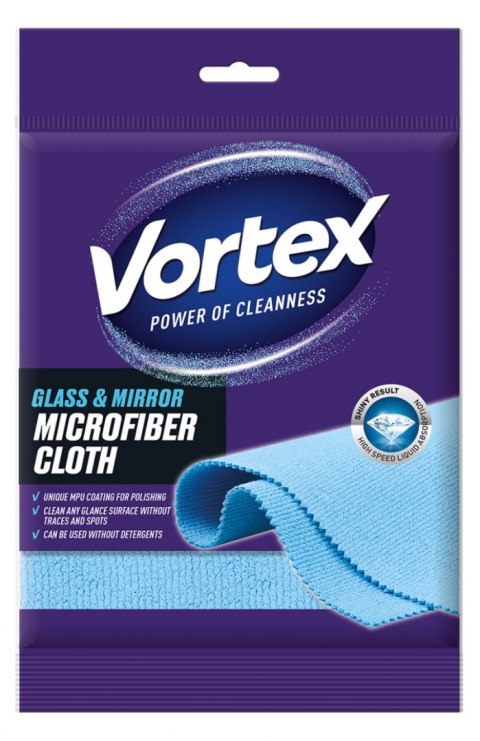 Ściereczka z mikrofibry VORTEX, do szkła i luster, niebieska