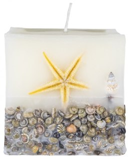 Świeca kwadrat DONAU HOME Brezza, 90x90mm, morska bryza, biały