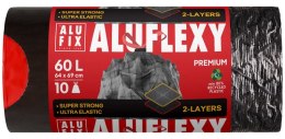 Worki na śmieci ALUFIX Aluflexy, z taśmą, LDPE, 60l, 10 szt., stalowe