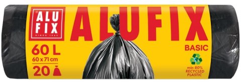 Worki na śmieci ALUFIX Economy, HDPE, 60l, 20 szt., czarna