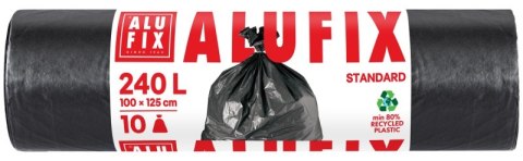 Worki na śmieci ALUFIX, LDPE, 240l, 10 szt., czarne