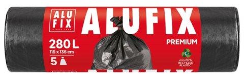 Worki na śmieci ALUFIX Profi, LDPE, 280l, 5 szt., czarne