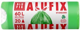 Worki na śmieci ALUFIX, z taśmą, HDPE, 60l, 20 szt., zielone