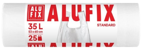 Worki na śmieci ALUFIX, z uszami, HDPE, 35l, 25 szt., białe