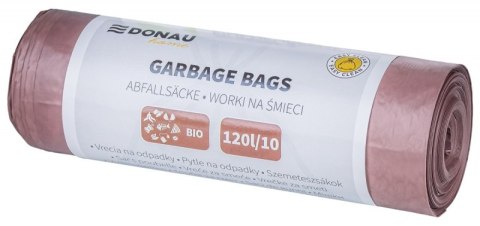 Worki na śmieci DONAU HOME, do segregacji, odpady BIO (LDPE), 120l, 10 szt., brązowe