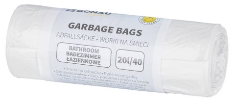 Worki na śmieci DONAU HOME, łazienkowe (HDPE), 20l, 40 szt., białe