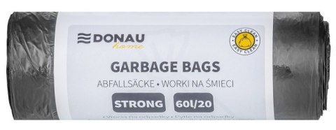Worki na śmieci DONAU HOME, mocne (LDPE), 60l, 20 szt., czarne
