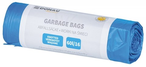 Worki na śmieci DONAU HOME, wiązane (LDHD), 60l, 16 szt., niebieskie