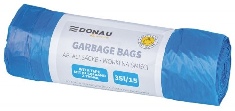 Worki na śmieci DONAU HOME, z taśmą (LDHD), 35l, 15 szt., niebieskie