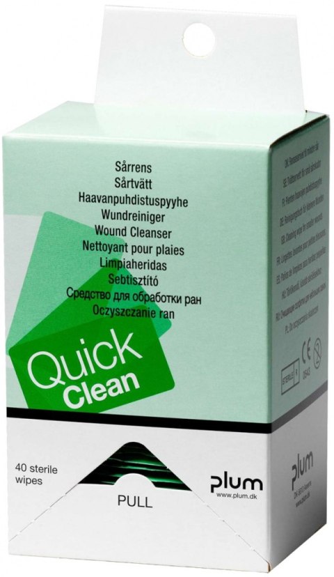 Chusteczki do oczyszczania ran PLUM QuickClean, wkład, 40 szt.
