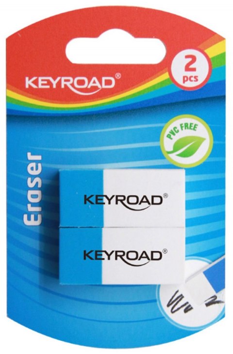 Gumka wielofunkcyjna KEYROAD Duo Eraser, 2szt. blister, niebiesko-biała