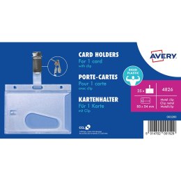 Holdery na karty z klipsem, 54 _ 85 mm, 25 szt., półprzezroczyste, 4826