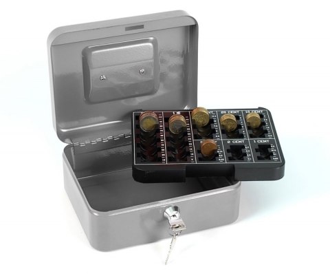 Kasetka na pieniądze Q-CONNECT, średnia, 205x160x90mm, srebrna