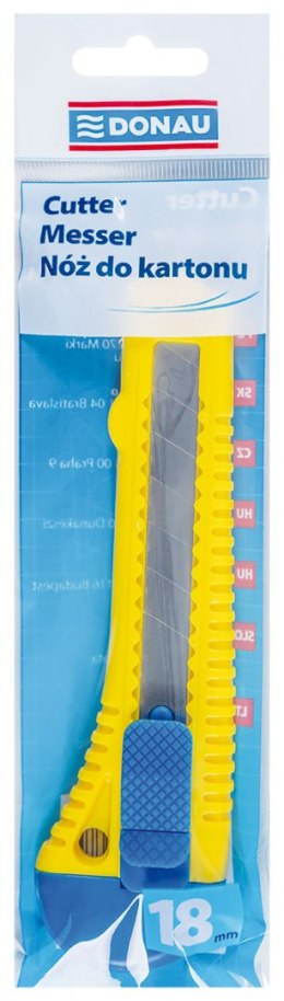 Nóż biurowy DONAU 18mm, plastikowy, z blokadą, niebiesko-żółty