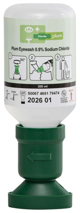 Płyn do oczu PLUM Eyewash, 0,9% chlorku sodu, z nakładką na oko, 200ml