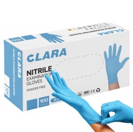 Rękawice nitrylowe bezpudrowe CLARA, 100 szt., rozmiar XS, niebieskie