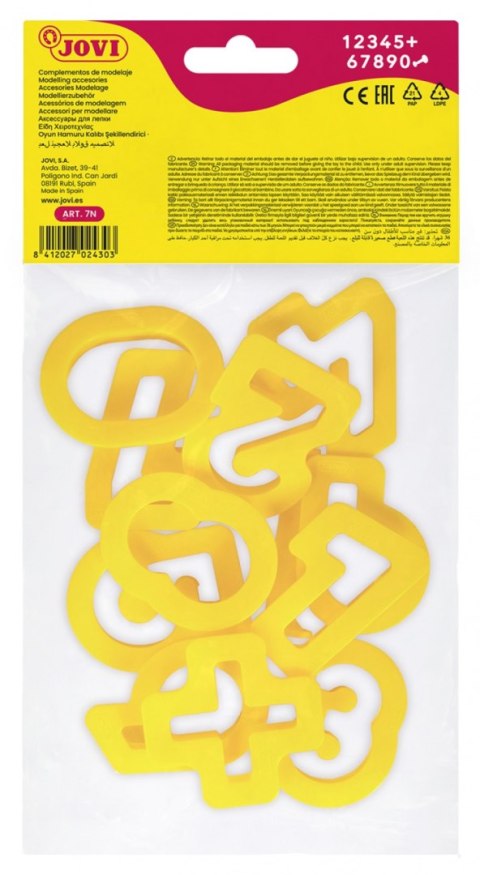 Akcesoria do modelowania JOVI Cyferki, 12 szt., żółte