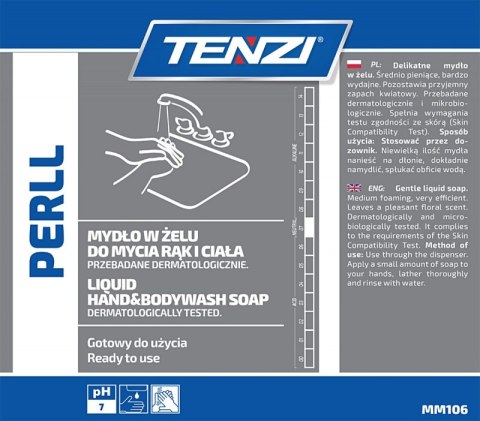 Delikatne mydło w żelu TENZI, zapach kwiatowy, Perll, 5l