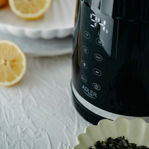 Elektryczny czajnik metalowy LED ADLER AD 1350, z regulacją temperatury,2200W, 1,7L, czarny