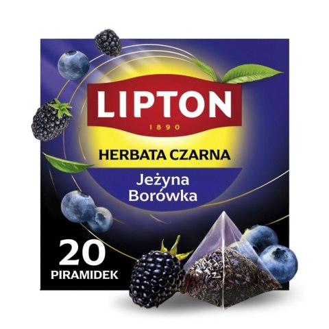 Herbata LIPTON czarna, jeżyna i borówka, 20 piramidek