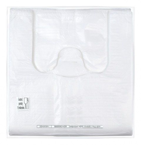 Reklamówka SARANTIS, HDPE, średnia, 30/8/55 cm, 11 mikr., 200 szt., biała