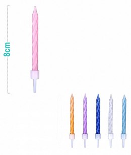 Świeczki na tort PARTY GO, 8cm, 12 szt., mix kolorów