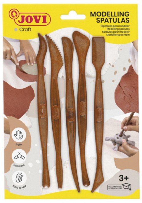 Szpatułki modelarskie JOVI, 5 szt., mix kształtów, brązowe