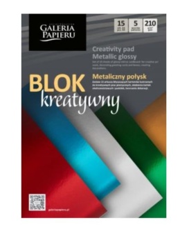 Blok A4 mix kartonów lustrzanych METALICZNY POŁYSK 15 ark./op. 210 g/m2 258002 Argo