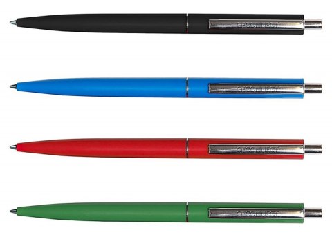 Długopis automatyczny Q-CONNECT, Sign Proof, nieblaknący, metalowy klips, czerwony