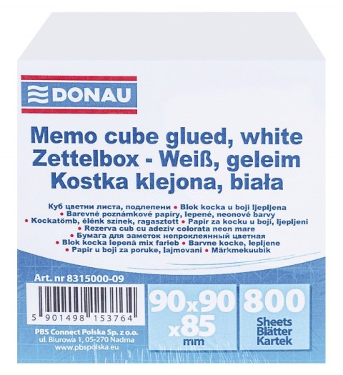 Kostka DONAU klejona, 90x90x85mm, ok. 800 kart., biała