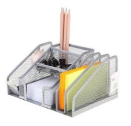 Net Przybornik 6A na biurko organizer na długopisy na karteczki na spinacze Z9092 silver