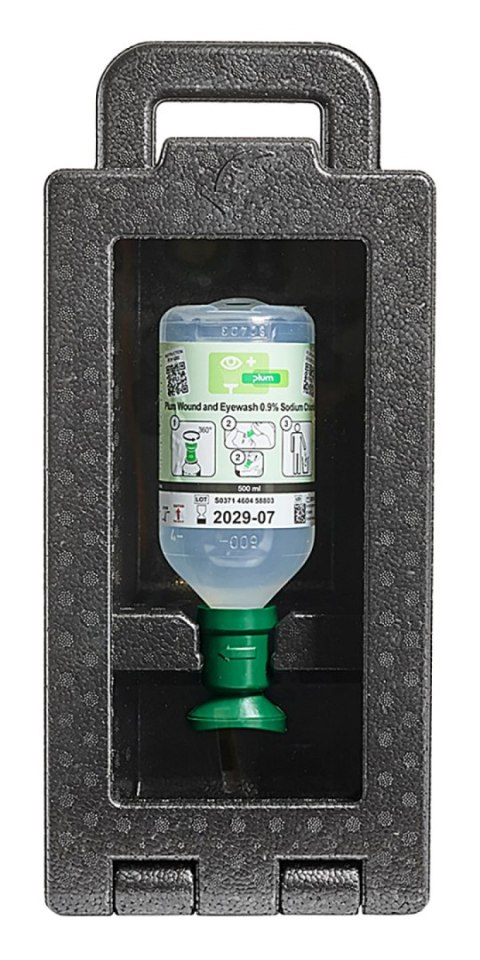 Zestaw do płukania oka PLUM iBox 1, z płynem 0,9%, 500 ml, czarny