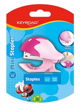 Zszywacz KEYROAD Mini + 1000 zszywek, blister, mix kolorów