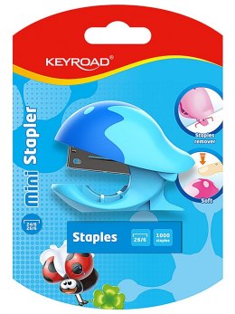Zszywacz KEYROAD Mini + 1000 zszywek, blister, mix kolorów