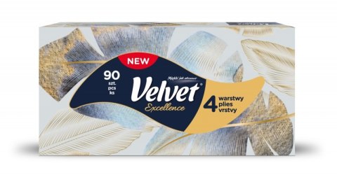 Chusteczki kosmetyczne VELVET Excellence, 4-warstwowe, 90 listków, białe