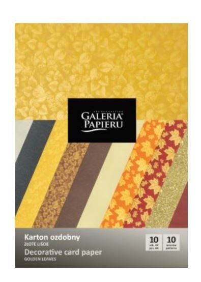 Karton ozdobny mix wzorów ZŁOTE LIŚCIE 10 szt./op. 220-250 g/m2 208935 Argo