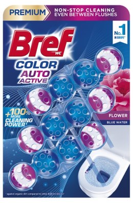Kulki myjąco-zapachowe do toalet BREF Color Auto Active Flower, barwiące, 3x50g