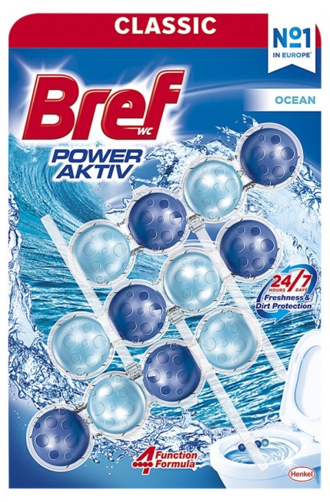 Kulki myjąco-zapachowe do toalet BREF Power Aktiv Ocean, 3x50g
