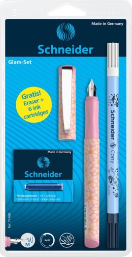 Pióro wieczne SCHNEIDER Glam, wymazywacz, naboje 6 szt., mix kolorów, blister